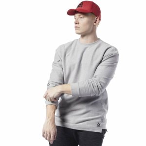 Bluza Męskie Reebok Training Essentials Twill Crew Szare PL 23HDNLT